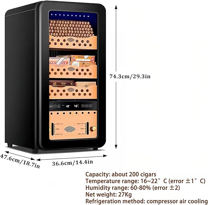 Electronic Cigar Humidor with Temperature & Humidity Control